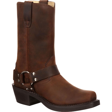 Durango Women's Harness Boot, 9 M, Leather, 10 in H, Distressed Brown RD594